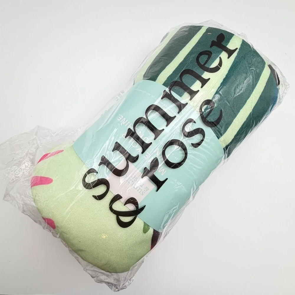 Summer & Rose Palms Beach Towel Green Orange Pink Tropical Stripe‎ 39x70